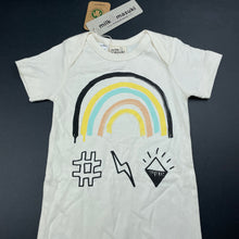 Load image into Gallery viewer, unisex Milk &amp; Masuki, stretchy organic cotton blend romper, rainbow, NEW, size 0,  