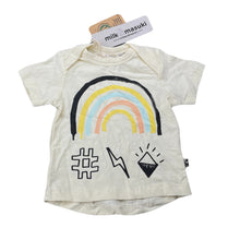 Load image into Gallery viewer, unisex Milk &amp; Masuki, stretchy organic cotton blend t-shirt, rainbow, NEW, size 000,  