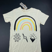 Load image into Gallery viewer, unisex Milk &amp; Masuki, stretchy organic cotton blend t-shirt, rainbow, NEW, size 7,  