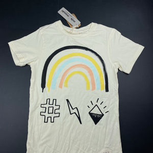 unisex Milk & Masuki, stretchy organic cotton blend t-shirt, rainbow, NEW, size 7,  