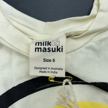 Load image into Gallery viewer, unisex Milk &amp; Masuki, stretchy organic cotton blend t-shirt, rainbow, NEW, size 6,  