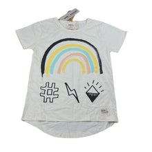 Load image into Gallery viewer, unisex Milk &amp; Masuki, stretchy organic cotton blend t-shirt, rainbow, NEW, size 5,  