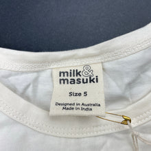 Load image into Gallery viewer, unisex Milk &amp; Masuki, stretchy organic cotton blend t-shirt, rainbow, NEW, size 5,  