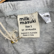 Load image into Gallery viewer, unisex Milk &amp; Masuki, soft feel organic cotton leggings / bottoms, NEW, size 1,  