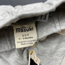 Load image into Gallery viewer, unisex Milk &amp; Masuki, soft feel organic cotton shorts, elasticated, NEW, size 000,  