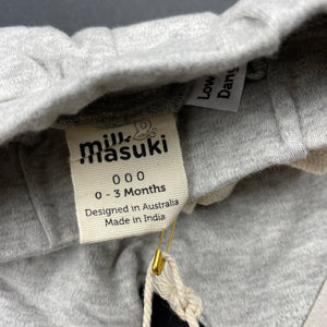 unisex Milk & Masuki, soft feel organic cotton shorts, elasticated, NEW, size 000,  