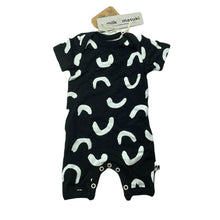 Load image into Gallery viewer, unisex Milk &amp; Masuki, organic cotton blend romper, squiggle, NEW, size 0000,  
