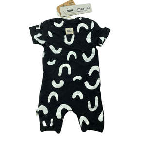 unisex Milk & Masuki, organic cotton blend romper, squiggle, NEW, size 0000,  