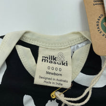 Load image into Gallery viewer, unisex Milk &amp; Masuki, organic cotton blend bodysuit/romper, squiggle, NEW, size 0000,  