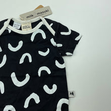 Load image into Gallery viewer, unisex Milk &amp; Masuki, organic cotton blend bodysuit/romper, squiggle, NEW, size 0,  