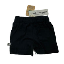 Load image into Gallery viewer, unisex Milk &amp; Masuki, organic cotton shorts, elasticated, squiggle, NEW, size 000,  