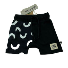 Load image into Gallery viewer, unisex Milk &amp; Masuki, organic cotton shorts, elasticated, squiggle, NEW, size 0,  