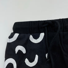 Load image into Gallery viewer, unisex Milk &amp; Masuki, organic cotton shorts, elasticated, squiggle, NEW, size 0,  