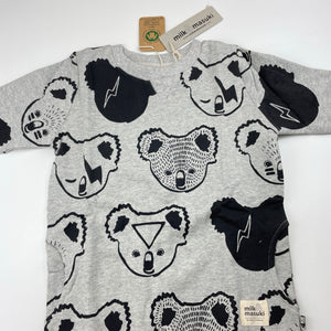 Girls Milk & Masuki, fleece lined organic cotton sweater dress, koalas, NEW, size 2, L: 50cm at front