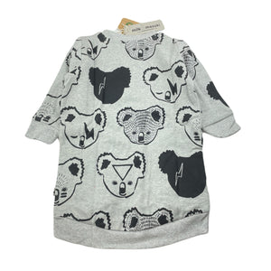 Girls Milk & Masuki, fleece lined organic cotton sweater dress, koalas, NEW, size 2, L: 50cm at front