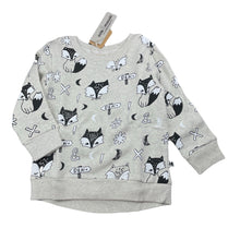 Load image into Gallery viewer, unisex Milk &amp; Masuki, fleece lined organic cotton sweater/jumper, fox dreaming, NEW, size 4,  
