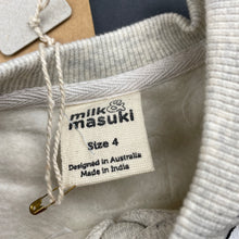 Load image into Gallery viewer, unisex Milk &amp; Masuki, fleece lined organic cotton sweater/jumper, fox dreaming, NEW, size 4,  