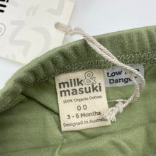 Load image into Gallery viewer, unisex Milk &amp; Masuki, soft feel organic cotton leggings / bottoms, NEW, size 00,  