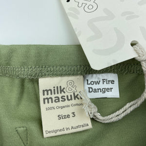 unisex Milk & Masuki, soft feel organic cotton leggings / bottoms, NEW, size 3,  