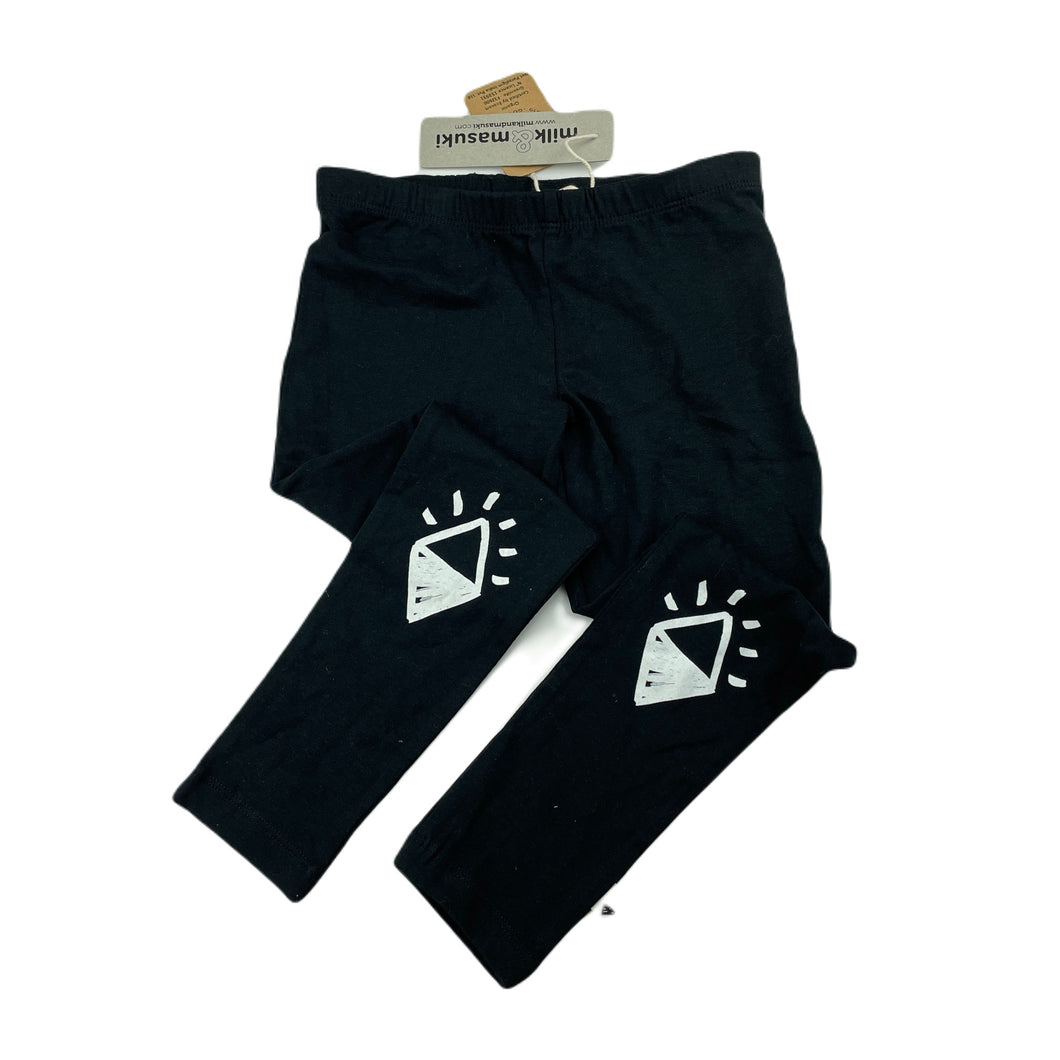 Girls Milk & Masuki, organic cotton blend leggings, diamond knees, NEW, size 4,  