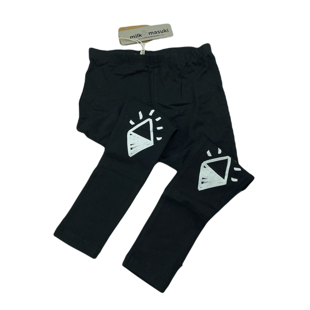 Girls Milk & Masuki, organic cotton blend leggings, diamond knees, NEW, size 5,  