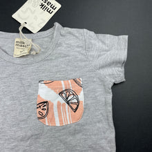 Load image into Gallery viewer, Girls Milk &amp; Masuki, organic cotton t-shirt / top, fruit pocket (print placement may vary), NEW, size 1,  