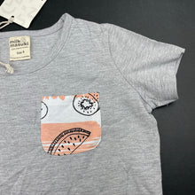 Load image into Gallery viewer, Girls Milk &amp; Masuki, organic cotton t-shirt / top, fruit pocket (print placement may vary), NEW, size 5,  