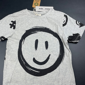 unisex Milk & Masuki, organic cotton blend t-shirt/top, smiley, NEW, size 7,  