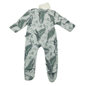 unisex Milk & Masuki, organic cotton zip coverall / romper, whales, NEW, size 0000,  