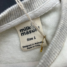 Load image into Gallery viewer, Girls Milk &amp; Masuki, fleece lined organic cotton sweater, world, NEW, size 1,  