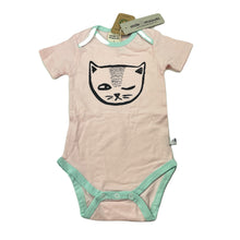 Load image into Gallery viewer, Girls Milk &amp; Masuki, stretchy organic cotton bodysuit, cheeky cat, NEW, size 0,  