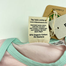 Load image into Gallery viewer, Girls Milk &amp; Masuki, stretchy organic cotton bodysuit, cheeky cat, NEW, size 0,  