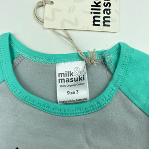 unisex Milk & Masuki, soft feel organic cotton long sleeve top, fox, NEW, size 3,  