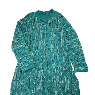 Girls COOGI AUSTRALIA, knitted mercerised cotton sweater dress, small pulls, GUC, size 7, L: 65cm