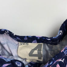 Load image into Gallery viewer, Girls Cotton On, navy floral viscose long sleeve dress, EUC, size 4, L: 48cm