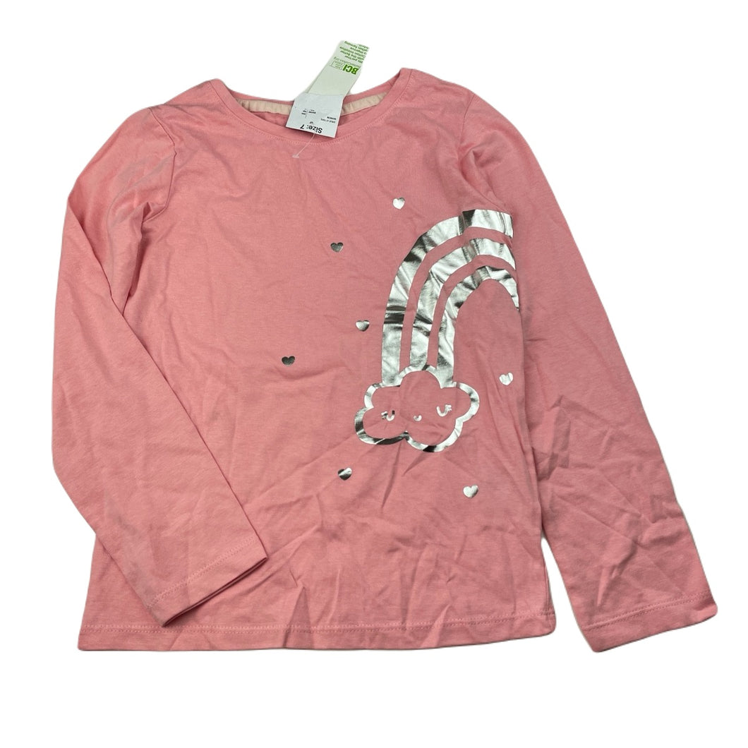 Girls Anko, cotton long sleeve top, rainbow, NEW, size 7,  