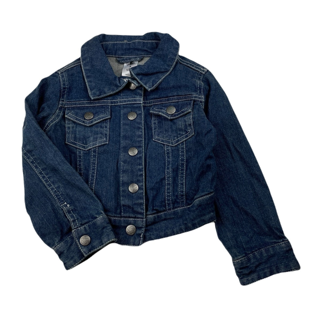 Girls H&T, blue stretch denim jacket, poppers, GUC, size 3,  