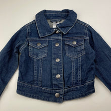 Load image into Gallery viewer, Girls H&amp;T, blue stretch denim jacket, poppers, GUC, size 3,  