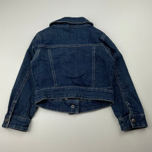 Load image into Gallery viewer, Girls H&amp;T, blue stretch denim jacket, poppers, GUC, size 3,  