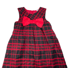Load image into Gallery viewer, Girls Blue Sky, lined red &amp; black tartan dress, EUC, size 7, L: 63cm