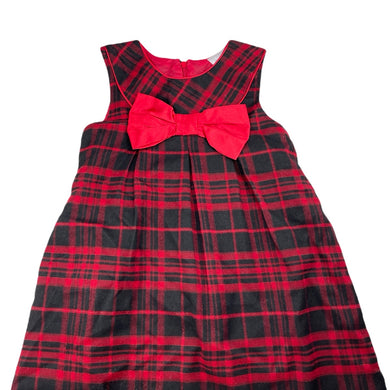 Girls Blue Sky, lined red & black tartan dress, EUC, size 7, L: 63cm