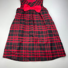 Load image into Gallery viewer, Girls Blue Sky, lined red &amp; black tartan dress, EUC, size 7, L: 63cm