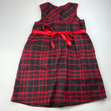 Load image into Gallery viewer, Girls Blue Sky, lined red &amp; black tartan dress, EUC, size 7, L: 63cm