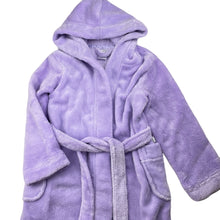 Load image into Gallery viewer, Girls Target, purple fleece dressing gown/bath robe, L: 73cm, GUC, size 5,  