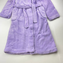 Load image into Gallery viewer, Girls Target, purple fleece dressing gown/bath robe, L: 73cm, GUC, size 5,  