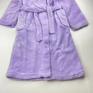 Girls Target, purple fleece dressing gown/bath robe, L: 73cm, GUC, size 5,  