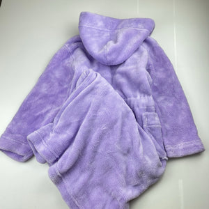 Girls Target, purple fleece dressing gown/bath robe, L: 73cm, GUC, size 5,  
