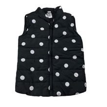 Load image into Gallery viewer, Girls H&amp;T, black &amp; white spot puffer vest, EUC, size 7,  