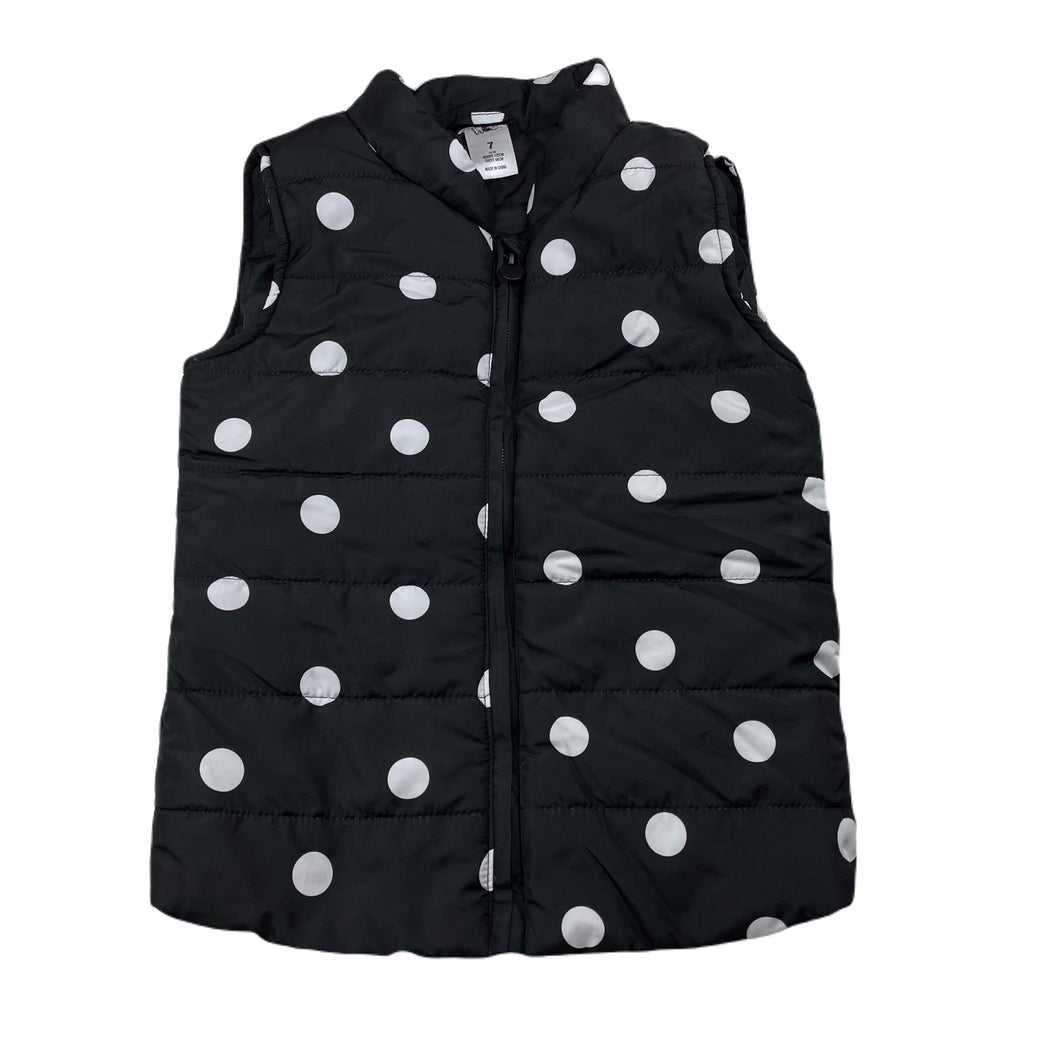 Girls H&T, black & white spot puffer vest, EUC, size 7,  