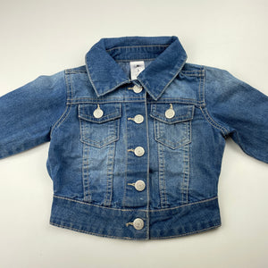 Girls H&T, blue stretch denim jacket, poppers, FUC, size 3,  